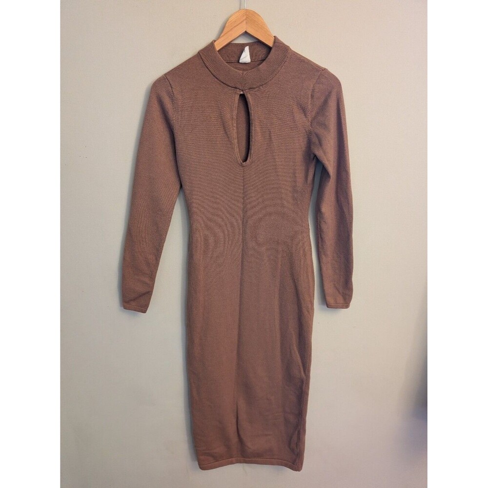 Melrose & Market Camel Keyhole Midi Sweater Dress Size XS